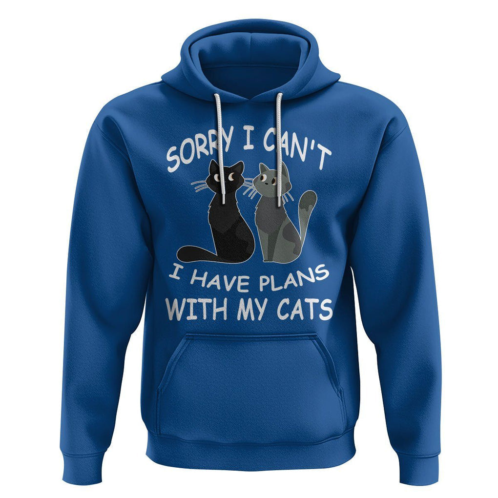Cat Lover Hoodie Sorry I Can't I Have Plans With My Cats TS02 Royal Blue Printyourwear