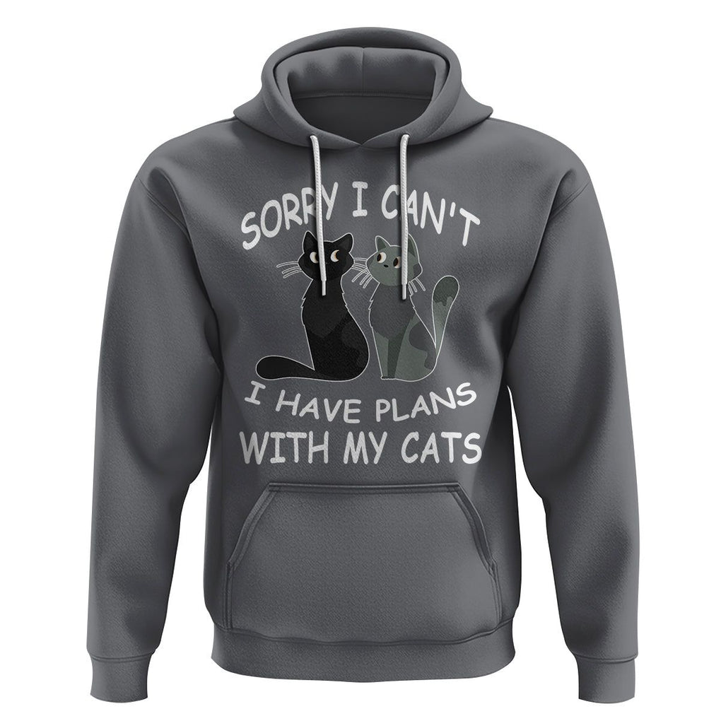Cat Lover Hoodie Sorry I Can't I Have Plans With My Cats TS02 Charcoal Printyourwear