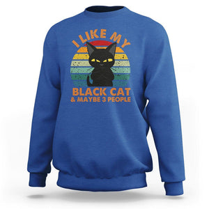 Cat Lover Sweatshirt I Like My Black Cat & Maybe 3 People TS02 Royal Blue Printyourwear