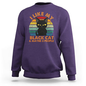 Cat Lover Sweatshirt I Like My Black Cat & Maybe 3 People TS02 Purple Printyourwear