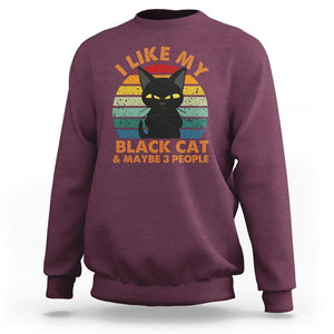 Cat Lover Sweatshirt I Like My Black Cat & Maybe 3 People TS02 Maroon Printyourwear