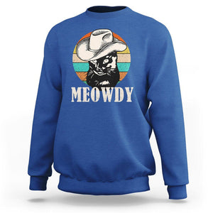 Cat Lover Sweatshirt Meowdy Funny Howdy Retro Vintage Cowboy Hat TS11 Royal Blue Print Your Wear