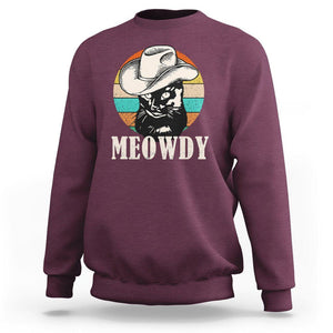 Cat Lover Sweatshirt Meowdy Funny Howdy Retro Vintage Cowboy Hat TS11 Maroon Print Your Wear