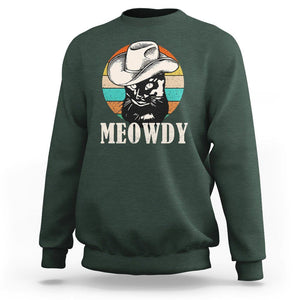 Cat Lover Sweatshirt Meowdy Funny Howdy Retro Vintage Cowboy Hat TS11 Dark Forest Green Print Your Wear
