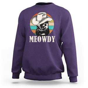Cat Lover Sweatshirt Meowdy Funny Howdy Retro Vintage Cowboy Hat TS11 Purple Print Your Wear