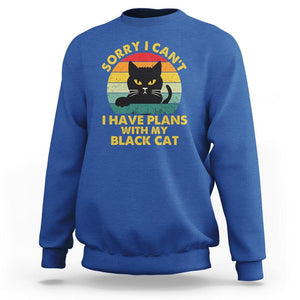 Cat Lover Sweatshirt Sorry I Can't I Have Plans With My Black Cat TS02 Royal Blue Printyourwear