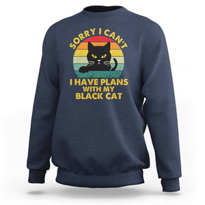 Cat Lover Sweatshirt Sorry I Can't I Have Plans With My Black Cat TS02 Navy Printyourwear