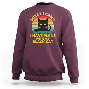 Cat Lover Sweatshirt Sorry I Can't I Have Plans With My Black Cat TS02 Maroon Printyourwear