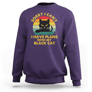 Cat Lover Sweatshirt Sorry I Can't I Have Plans With My Black Cat TS02 Purple Printyourwear