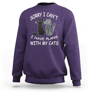 Cat Lover Sweatshirt Sorry I Can't I Have Plans With My Cats TS02 Purple Printyourwear