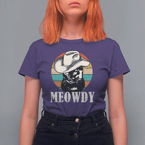Cat Lover T Shirt For Women Meowdy Funny Howdy Retro Vintage Cowboy Hat TS11 Purple Print Your Wear