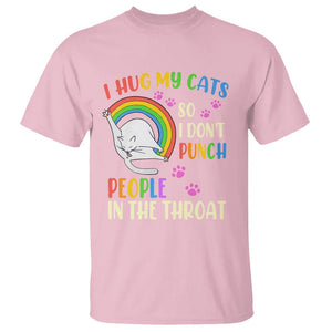 Cat Lover T Shirt I Hug My Cat So I Don't Punch People In The Throat TS09 Light Pink Printyourwear