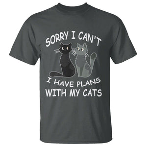Cat Lover T Shirt Sorry I Can't I Have Plans With My Cats TS02 Dark Heather Printyourwear