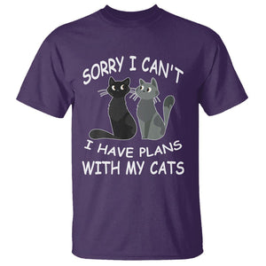 Cat Lover T Shirt Sorry I Can't I Have Plans With My Cats TS02 Purple Printyourwear