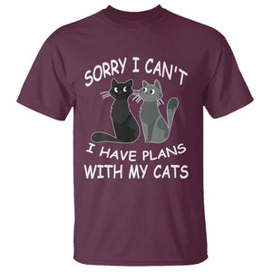 Cat Lover T Shirt Sorry I Can't I Have Plans With My Cats TS02 Maroon Printyourwear