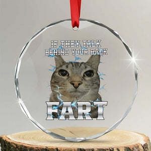 Cat Meme If They Talk Behind Your Back Fart Crystal Glass Ornament Funny Oddly Specific TS10 Transparent Glass 3'' Circle Print Your Wear