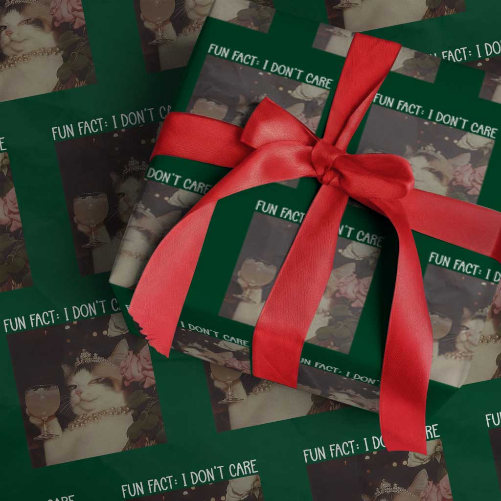 Cat Meme Wrapping Paper Roll Fun Fact I Dont Care Funny Saying Quote TS10 Green Print Your Wear