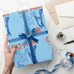 Cat Mom Club Wrapping Paper Roll Life is Better with Cats Mothers Day TS11 Light Blue Print Your Wear