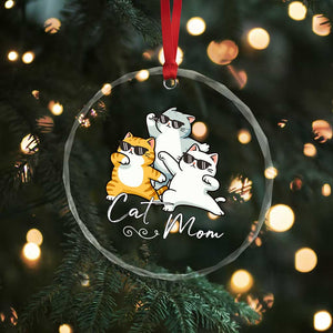 Cat Mom Crystal Glass Ornament Three Cool Cats with Sunglasses TS12 Print Your Wear