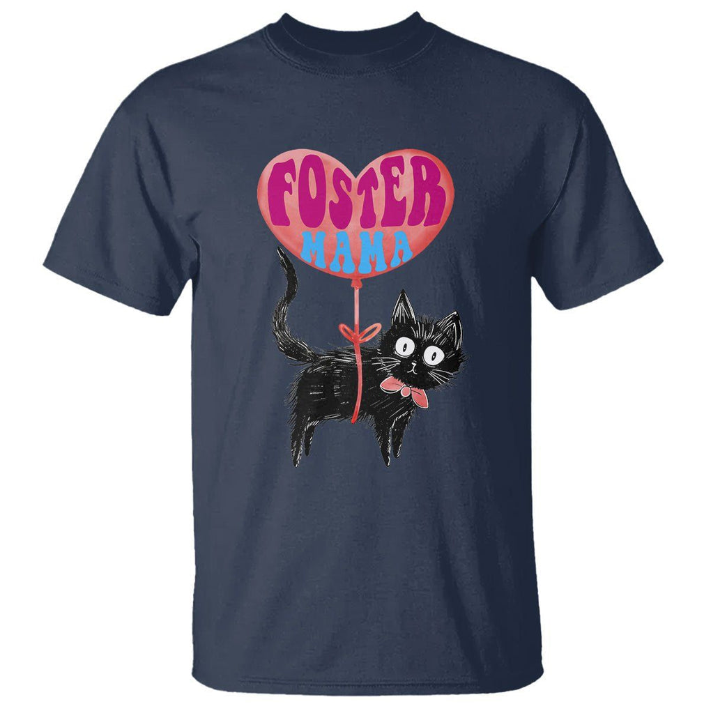 Cat Mom T Shirt Foster Cat Mama Black Cat Doodle TS02 Navy Printyourwear