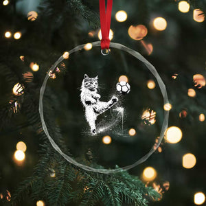Cat Playing Soccer Crystal Glass Ornament Funny Cat Lover Gift TS12 Print Your Wear