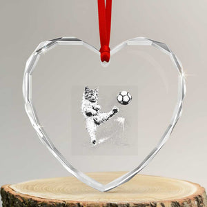 Cat Playing Soccer Heart Crystal Glass Ornament Funny Cat Lover Gift TS12 Transparent Glass 3'' Heart Print Your Wear