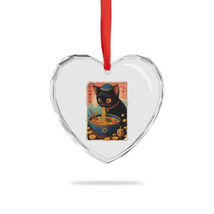 Cat Ramen Hanukkah Heart Crystal Glass Ornament Japanese Kawaii Anime Chanukah Cat TS11 Print Your Wear