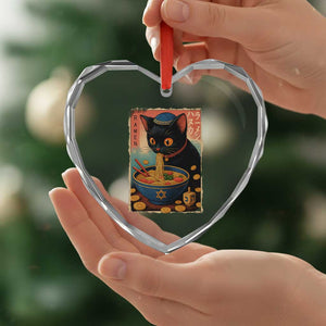 Cat Ramen Hanukkah Heart Crystal Glass Ornament Japanese Kawaii Anime Chanukah Cat TS11 Print Your Wear