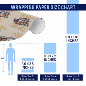 Cat Reading Wrapping Paper Roll I'm Old And Wise Because I Read Books When I Was Young And Stupid Funny Reading Lover TS02 Print Your Wear