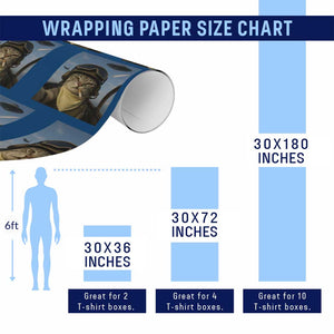 Cat Selfie With Alien UFO Wrapping Paper Roll Retro Space Sci-Fi Cat Pilot TS10 Print Your Wear