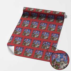 Cat Selfie with Bigfoot USA 250 Years Wrapping Paper Roll Funny 4th Of July Cat Graphic TS11 Red Print Your Wear