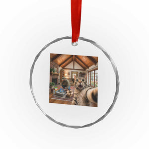 Cat Selfie with Man Funny Cat Dad Crystal Glass Ornament TS11 Print Your Wear