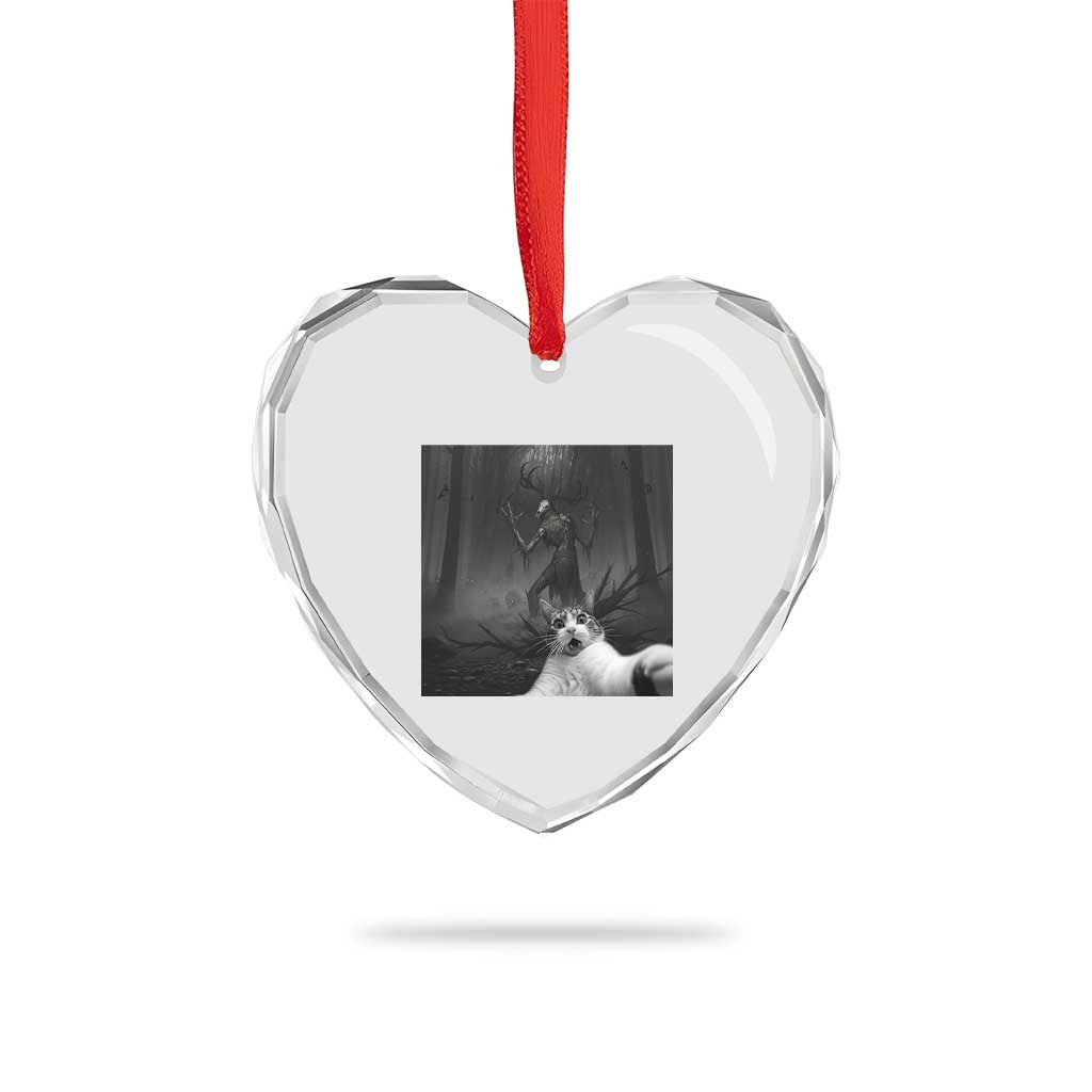 Cat Selfie With Wendigo Heart Crystal Glass Ornament Horror Halloween Funny Cat Gifts TS10 Print Your Wear