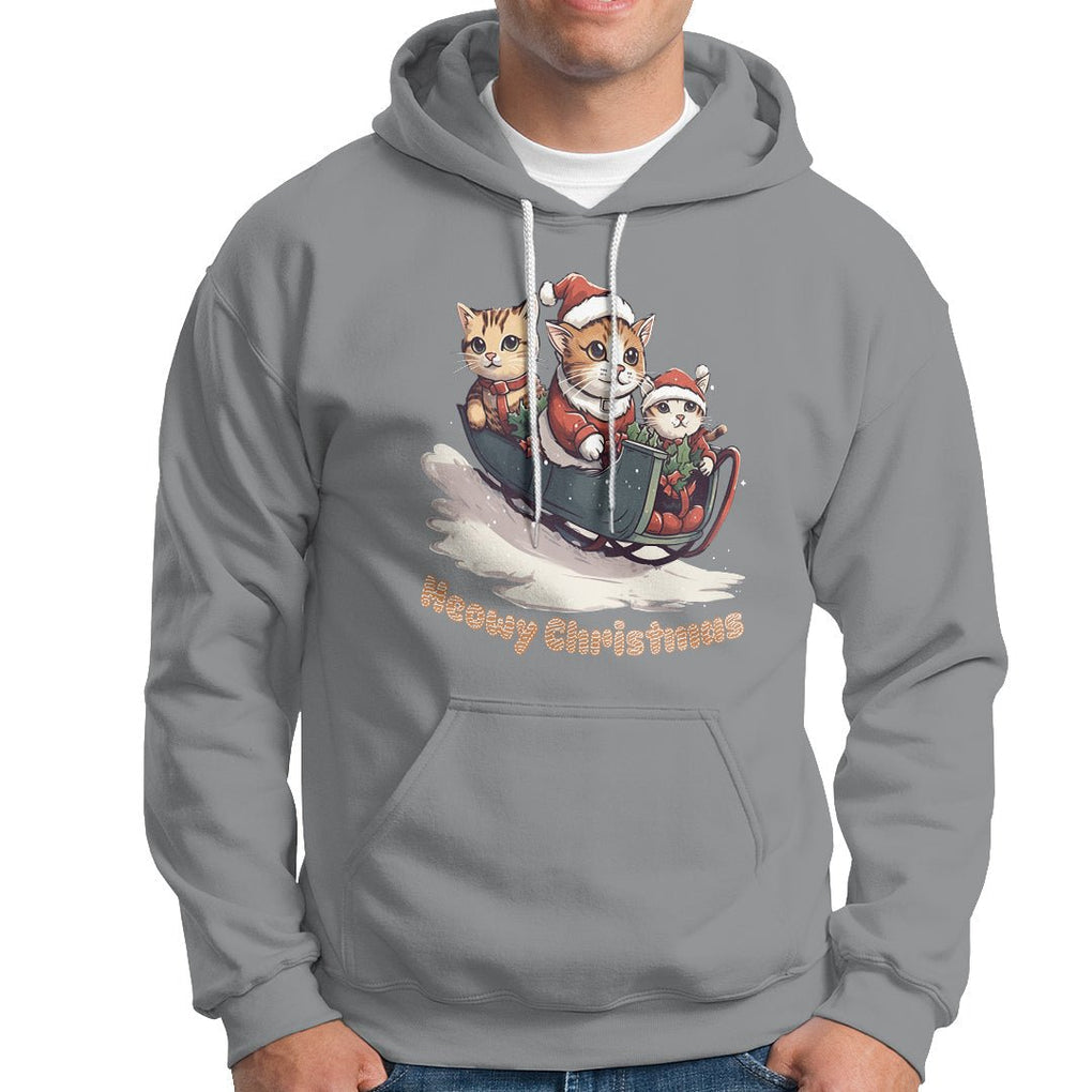 Cat Sleigh Meowy Christmas Holiday Santa Hat Hoodie TS09 Sport Gray Printyourwear