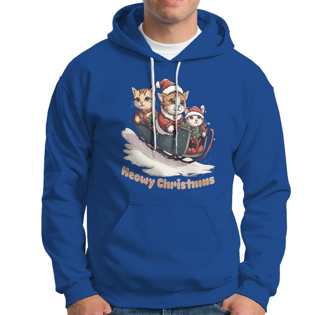 Cat Sleigh Meowy Christmas Holiday Santa Hat Hoodie TS09 Royal Blue Printyourwear