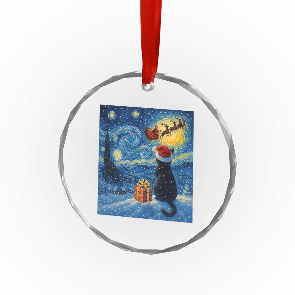 Cat Starry Night Christmas Crystal Glass Ornament Van Gogh Cat Lover Xmas TS14 Print Your Wear