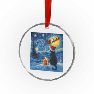 Cat Starry Night Christmas Crystal Glass Ornament Van Gogh Cat Lover Xmas TS14 Print Your Wear