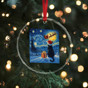 Cat Starry Night Christmas Crystal Glass Ornament Van Gogh Cat Lover Xmas TS14 Print Your Wear