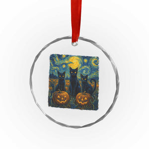 Cat Starry Night Crystal Glass Ornament Funny Cat Lover Gifts Halloween Van Gogh TS10 Transparent Glass 3'' Circle Print Your Wear
