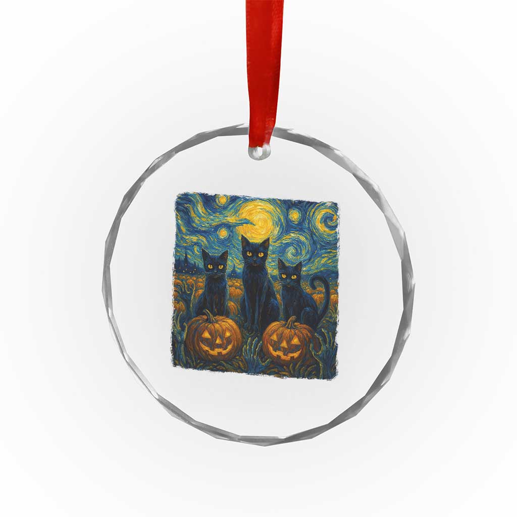 Cat Starry Night Crystal Glass Ornament Funny Cat Lover Gifts Halloween Van Gogh TS10 Print Your Wear