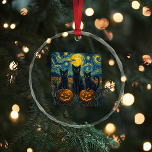 Cat Starry Night Crystal Glass Ornament Funny Cat Lover Gifts Halloween Van Gogh TS10 Print Your Wear