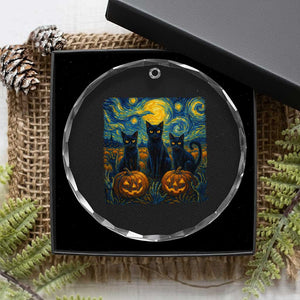 Cat Starry Night Crystal Glass Ornament Funny Cat Lover Gifts Halloween Van Gogh TS10 Print Your Wear