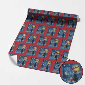 Cat Starry Night Xmas Wrapping Paper Roll Van Gogh Cat Lover Xmas TS14 Red Print Your Wear
