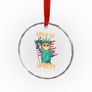 Cat Statue Of Liberty Crystal Glass Ornament Patriotic American Flag TS12 Print Your Wear