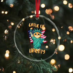 Cat Statue Of Liberty Crystal Glass Ornament Patriotic American Flag TS12 Print Your Wear