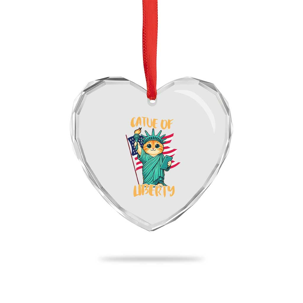 Cat Statue Of Liberty Heart Crystal Glass Ornament Patriotic American Flag TS12 Print Your Wear