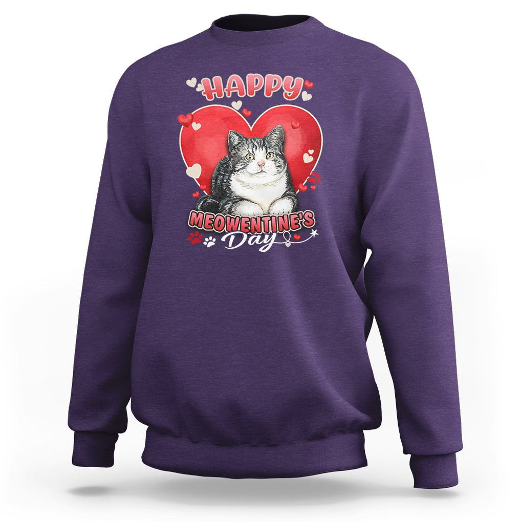 Cat Valentine Sweatshirt Happy Meowentine's Day Cute Heart TS02 Purple Printyourwear