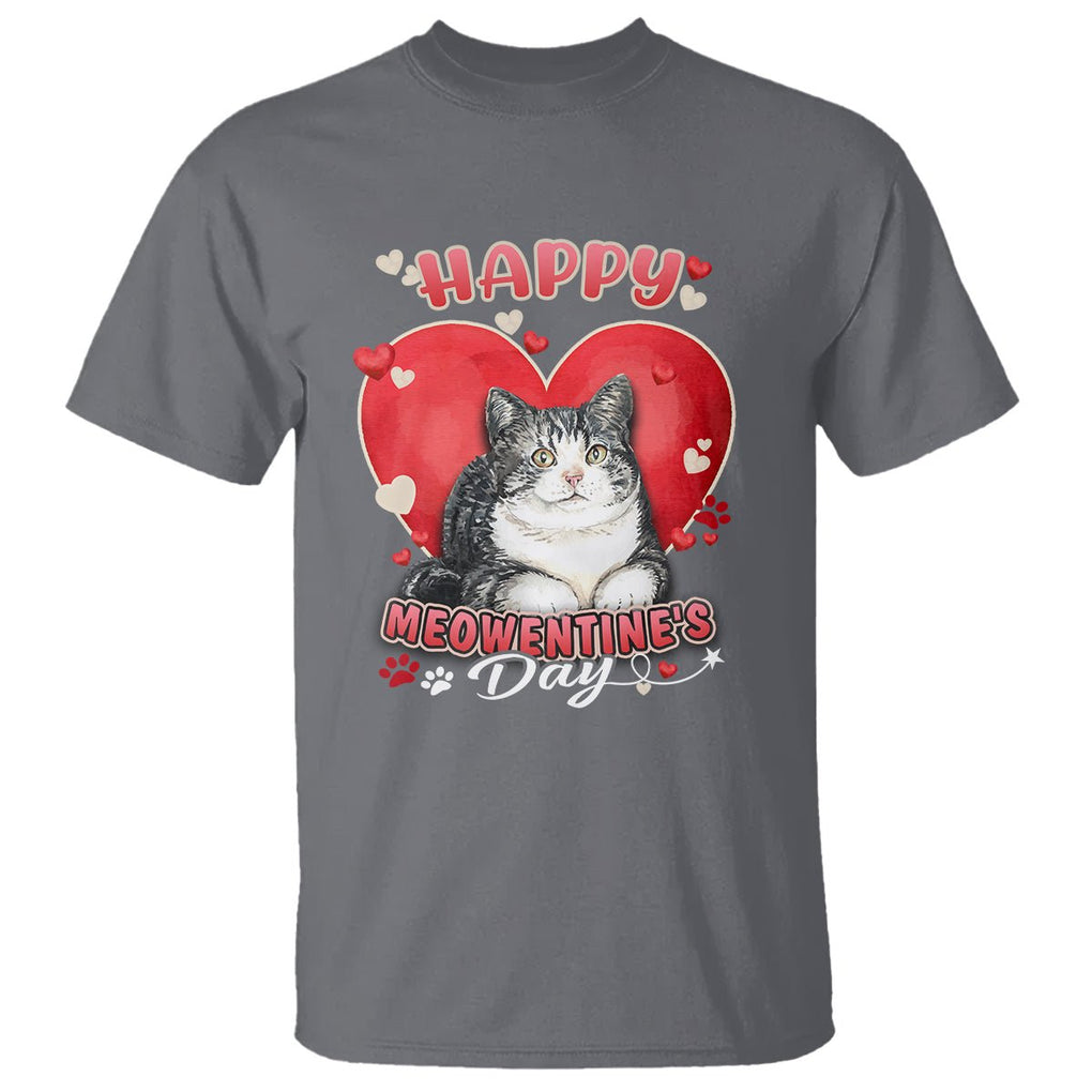 Cat Valentine T Shirt Happy Meowentine's Day Cute Heart TS02 Charcoal Printyourwear