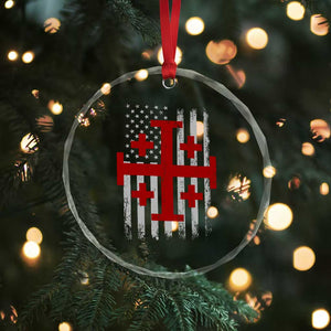 Catholic Crusader Cross Crystal Glass Ornament Knight Templar Patriotic American Flag TS10 Print Your Wear