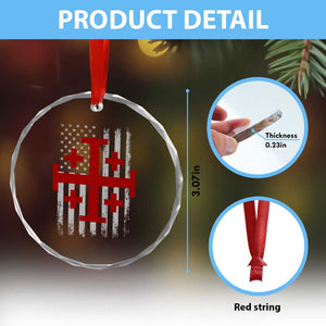 Catholic Crusader Cross Crystal Glass Ornament Knight Templar Patriotic American Flag TS10 Print Your Wear